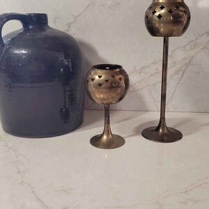 Vintage Brass candle holders, stars, hearts.festive, cottage core, bohemian